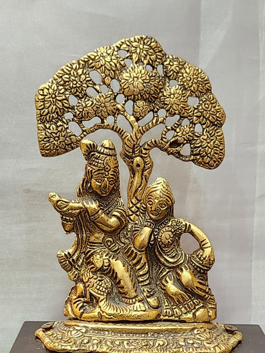 GOLDEN TREE WITH RADHA KRISHNA (METAL)