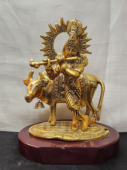 MINI KRISHNA WITH COW  (METAL)