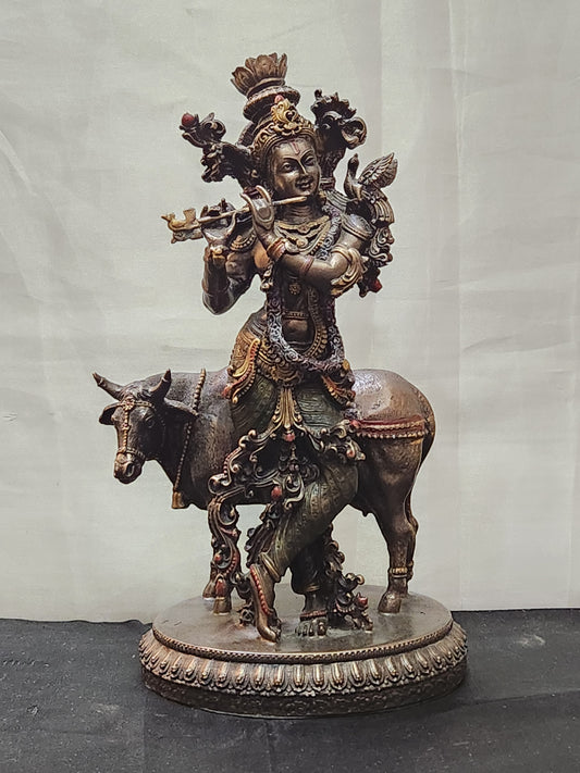 LORD KRISHNA  WITH COW  RESIN